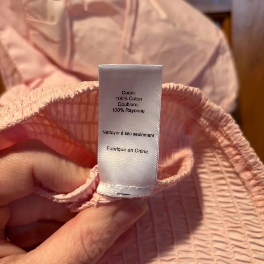 ASTR the Label Puff Sleeve Smocked Poplin Blouse in Blush XS NWT